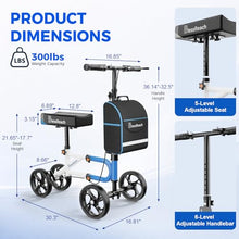 Load image into Gallery viewer, Knee Scooter，Knee Scooter for Adults for Foot Surgery，Knee Walker for Foot Injuries Compact Crutch Alternative with Dual Braking System (Blue)
