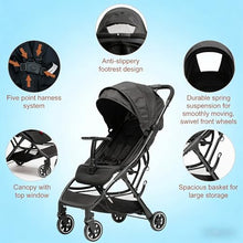 Load image into Gallery viewer, COOL KIDS Portable Stroller with Automatic Fold，Lightweight Umbrella Stroller with Pop Out Sun Canopy，Compact Strollers for Travel(Black)
