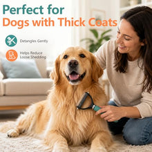Load image into Gallery viewer, Dog Brush and Cat Deshedding Rake, Pet Grooming Tool for Shedding with Rounded Stainless Steel Teeth, Comfortable Grip for Long or Thick Coats (Orange)
