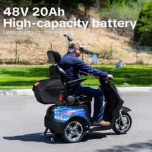 Load image into Gallery viewer, Super Large Electric 3 Wheel Mobility Scooters, Heavy Duty 800W Wheelchair Device, 25 Miles Long Range, All Terrain Mobility Scooter，Speed Adjust, Remote Key,Receive Ready to Ride (3 Wheel -Black)
