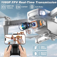 Load image into Gallery viewer, Mini Drone for Kids,Drones with Camera for Adults,Kids Drone with Gesture Control, One Key Start/Land, 3D Flips, Waypoints Fly, Headless Mode, 1080P HD FPV Foldable RC Quadcopter Toys Gifts for Boys
