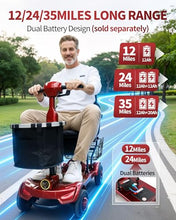 Load image into Gallery viewer, Ecomobi Light Weight Mobility Scooter for Seniors &amp; Adults, 12–30 Mile Range, Foldable Airline Approved Portable 4 Wheel Motorized Scooter with Removable Lithium Battery, 300 lb Capacity, MS01F Red

