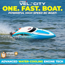 Load image into Gallery viewer, Force1 Velocity Blue Fast RC Boat- Remote Control Boats for Adults and Kids, Underwater Speed Racing Mini RC Boats for Pools and Lakes
