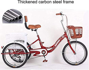 Adult Tricycle - 3 Wheel Bikes for Adults Shopping Adult Tricycles Single Speed for Adult Trikes 20 Inch 3 Wheel Bikes, Women
