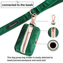 Load image into Gallery viewer, ARING PET Dog Poop Bag Holder, Velvet Doggy Waste Bag Dispenser Attach to Any Leashes, Dark Green Portable Washable Pet Waste Pouch Dispenser with Metal Zipper
