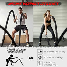 Load image into Gallery viewer, Battle Rope For Home Gym Workout - 1.26 Inch 30ft Heavy Weighted Training Exercise Ropes Fitness Equipment With Sleeve And Anchor Strap Kit For Outdoor Working Out
