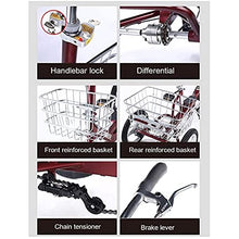 Load image into Gallery viewer, Generic 16in Adult Tricycle High-Carbon Steel Three Wheel Cruiser Bike with Rear Seat &amp; Large Basket
