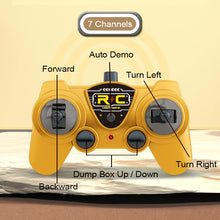 Load image into Gallery viewer, RC Dump Truck Toy for Kids - 6 Channel Remote Control Dump Truck with LED Lights, RC Construction Vehicle Truck Toys
