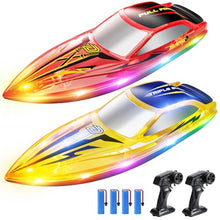 Load image into Gallery viewer, DEERC 2-Pack RC Boats for Kids, Fast Remote Control Boat with 4×1200mAh Batteries
