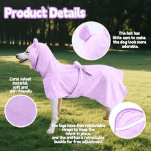 Load image into Gallery viewer, Super Absorbent Dog Bathrobe Pineapple Soft Fast Drying Dogs Towel Robe Adjustable Drying Coat for After Bath with Hood (Coral Velvet Purple, XX-Large)
