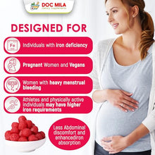 Load image into Gallery viewer, Iron Supplement for Kids and Adults - Iron Bisglycinate Gummies 25mg with Liposomal VIT C - Chelated Iron Supplement for Women and Men - 60 Gummies, 1 Month Supply
