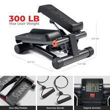 Load image into Gallery viewer, Sunny Health &amp; Fitness Mini Steppers for Exercise at Home, Stair Step Workout Machine with Optional Resistance Bands, Full Body Cardio Equipment, Optional Free SunnyFit App Connection Smart Stepper

