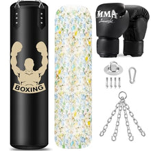 Load image into Gallery viewer, Filled Punching Bag for Adults, 4FT PU Leather Hanging Bag with 11lb Sponge Filler, Come with 12OZ Gloves, Heavy Bag Boxing Equipment for Training Karate Kickboxing Home Gym
