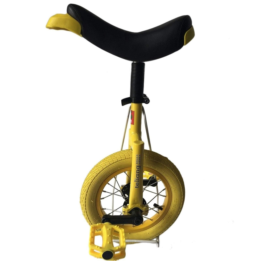Single Wheel Unicycles Kid's Trainer Unicycle 12inch, Thick Tire Balance Exercise Bike (Yellow)