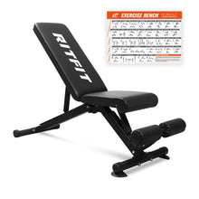Load image into Gallery viewer, RitFit Adjustable/Foldable Utility Weight Bench for Home Gym, Weightlifting and Strength Training - Bonus Workout Poster with 35 Total Body Exercises
