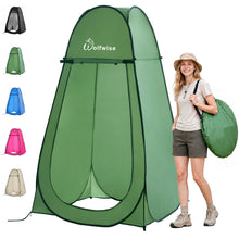 Load image into Gallery viewer, Wolfwise Pop Up Shower Tent for Camping Essentials, Portable Instant Changing Tent with Ventilation Window &amp; Carry Bag, Privacy Dressing Room Bathroom Toilet for Beach &amp; Outdoor, Extra Tall, Green
