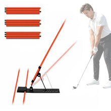 Load image into Gallery viewer, HRUIYL Golf Alignment Sticks Holder – Golf Swing Plane Trainer with 3 Alignment Sticks, Heavy Duty Metal Base Plate, Adjustable Golf Swing Training Aid for Swing Path, Posture &amp; Alignment
