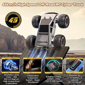 1:16 Brushless RC Car Remote Control Truck for Adults, Max 45mph 4WD High Speed Off-Road Remote Control Cars for Teens Kids Gifts