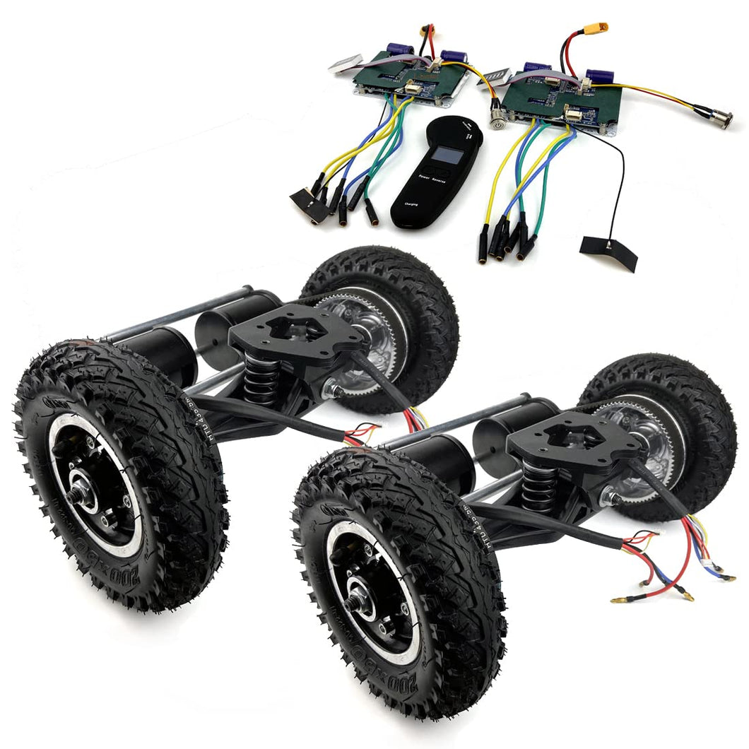 4WD Electric Mountain Skateboard Conversion Kit 4 Wheels Drive Off-Road Skateboard with LCD Display Remote