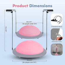 Load image into Gallery viewer, kisnbld Half Balance Ball Trainer, Inflatable 19/23 Inch Half Exercise Ball with Resistance Bands -Pink
