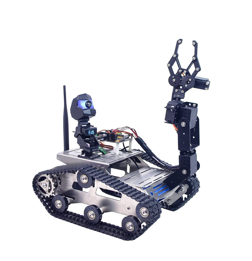 Robot Kit FPV Robot Car Kit with Robotic Arm HD Camera for Mega 2560, Utility Intelligent Tank Chassis Robotics Vehicle