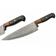 Load image into Gallery viewer, SZCO Kitchen Hammered Knife Roll Set 5PC, Wood Handle Chef Knife Set
