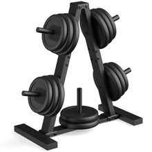 Load image into Gallery viewer, Weight Plate Rack, Weight Tree, 1-Inch Home Gym Storage Stand, Holds 300 lbs -Black
