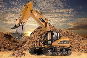 Top Race 15 Channel Remote Control Crane Toy - Battery Powered 1:14 Scale RC Construction Vehicles with Heavy Metal Hook