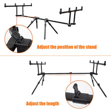 Load image into Gallery viewer, Carp Fishing Rod Holder,HUIOP Adjustable Retractable Carp Fishing Rod Stand with LED Bite Alarms
