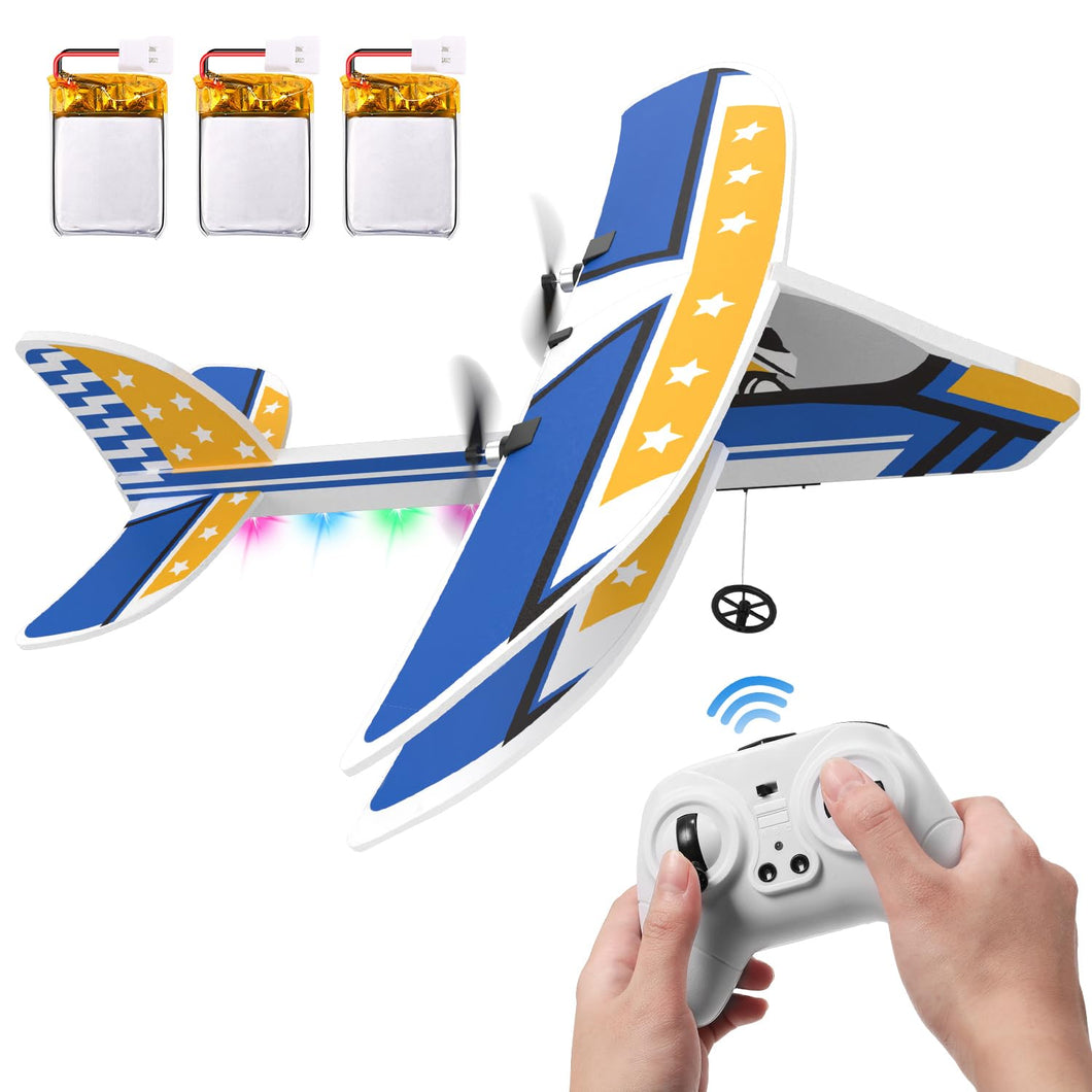 RC Plane, 2.4GHZ Remote Control Airplane W/ 3 Batteries & 6-axis Gyro Stabilizer