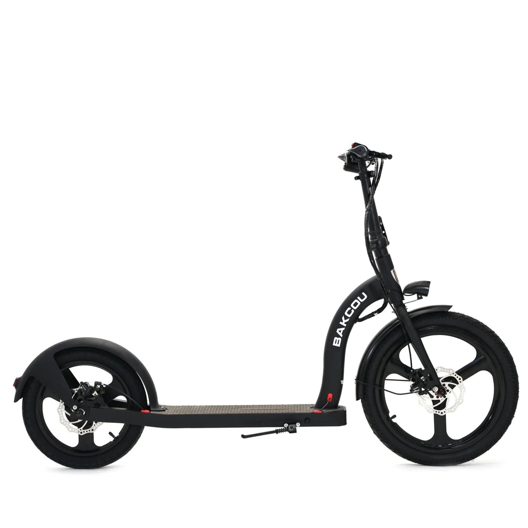 Foldable Badger Electric Scooter with Seat - Matte Black - 350W Motor 36V Battery, Large Wheels, Disc Brakes with Lights, Horn & Charger