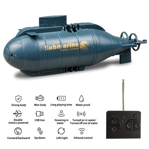 6 Channels Mini RC Submarine Toy (Blue)