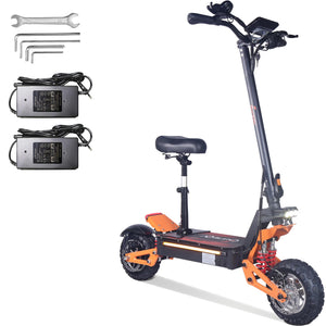 Electric Scooter Adults, 6000W Dual Motor Top Speed 52 MPH Distance Traveled 70 Miles, 11" Off-Road Tires