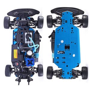 Nitro RC Cars 1/10 Two Speed Nitro Gas Power Car for Adults - Fast Drift 4WD 80KM/H Metal Chassis Gas Off Road Short Course Truck (Blue)