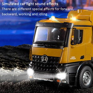 10CH Remote Control Mixer Truck Toy, Cement Mixer Trucks for Boys, Rechargeable RC Construction Toys Vehicle (2 Battery）