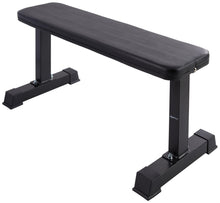 Load image into Gallery viewer, Amazon Basics Sturdy Flat Weight Bench for Home Gym, Strength Training, Stable Assembly, Black

