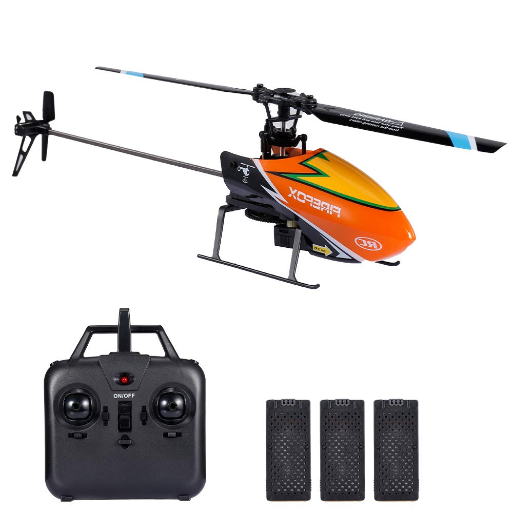 RC Helicopter for Adults and Kids, 4 Channel 2.4Ghz Remote Control Helicopter with 6-Axis Gyro, RC Aircraft with Altitude Hold and 3 Batteries (Orange)