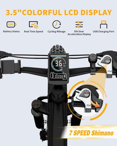 Electric Bike for Adult 1400W Peak, 48V 720WH Removable Battery, 72 Miles 28 MPH, 26" Fat Tire Electric Mountain Bike
