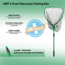 Load image into Gallery viewer, UMT Telescopic Fishing Landing Net 3.6–5 FT, Rubber Mesh, Green
