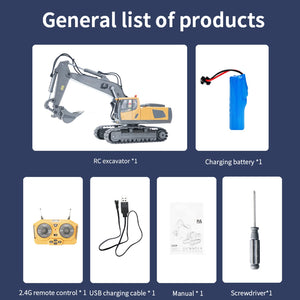 RC Excavator, 1:20 Scale Remote Control Excavator, 2.4GHz 11 Channel RC Construction Truck, Engineering Vehicles Educational Toys