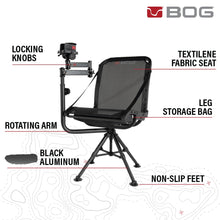 Load image into Gallery viewer, BOG DeathGrip 360 Chair with Lightweight Aluminum Construction, 4 Extendable Legs, DeathGrip Universal Gun Rest, 360 Adjustable Pivoting Seat, and Hands-Free Use During Hunting, Shooting, and Outdoors
