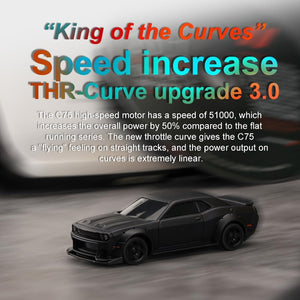 Turbo Racing 1:76 Scale Sport RC Car with Full Proportional RTR 2.4GHZ Remote Control with 2 Replaceable Body Shell (C75 Black)