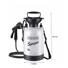 Load image into Gallery viewer, QIYUNI 5L Hand Press Portable Shower, 10 Spray Modes with Removable Hose &amp; Shower Head, No Electric Needed – Ideal for Camping Hiking Travel Beach Garden Pet Shower (White)
