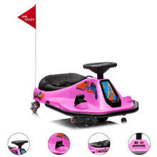 Load image into Gallery viewer, 24V Electric Drifting Go Kart for Kids, Outdoor Ride On Toy, High/Low Speed Switch, Electric Go-Kart for Ages 3+ (Pink)
