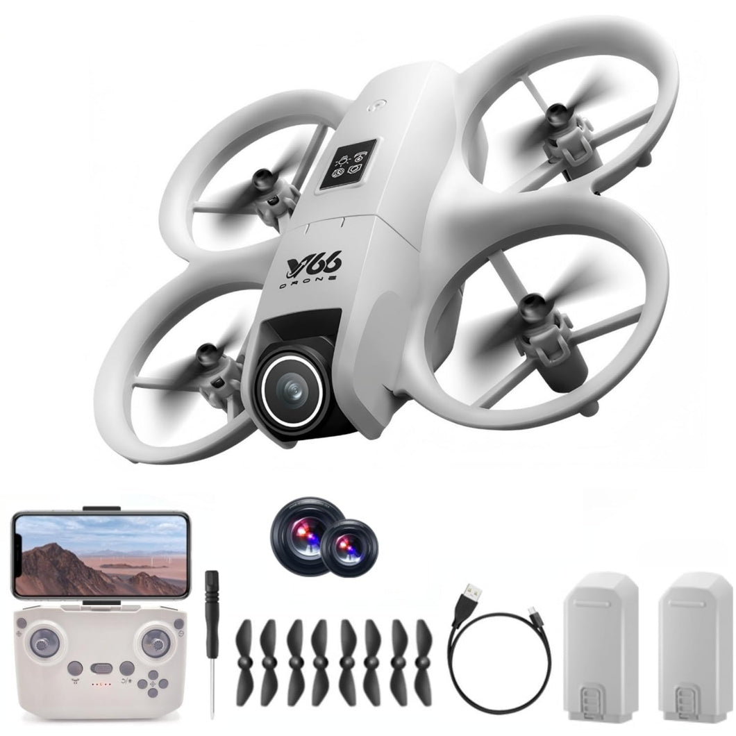 Drone With Dual Cameras, Electrically Adjustable 180 Degrees, LED Lights, Propeller Safety Protection, Intelligent Obstacle Avoidance, Headless Mode