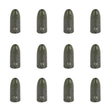 Load image into Gallery viewer, Fishfun Tungsten Bullet Fishing Weights, Insert Free Worm Sinkers, 12 Pack, 1/8oz, Green Pumpkin

