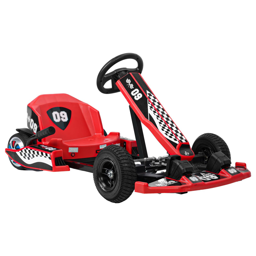 Go Kart for Kids, 36V Electric Go Kart, 16 MPH Fast Drift Kart with 350W Motor, Adjustable Kart Body Length (Red)