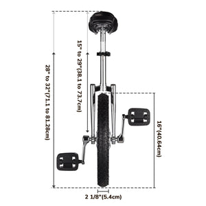 16" Inch Wheel Unicycle Leakproof Butyl Tire Wheel Cycling Outdoor Sports Fitness Exercise Health Silver