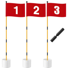 Load image into Gallery viewer, Burbell Golf Flag Stick 6ft, 3 Set Putting Green Flags, Red
