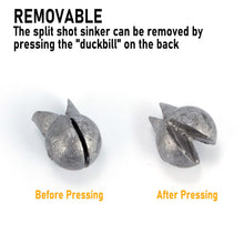 Load image into Gallery viewer, Dr.Fish 100pk Removable Split Shot Sinkers Clip On Line Weights 1/4oz
